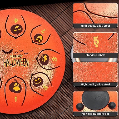 Hot Sell Upgrade Halloween 6 Inch 8 Note Steel Tongue Drum Tank Drum for Kids